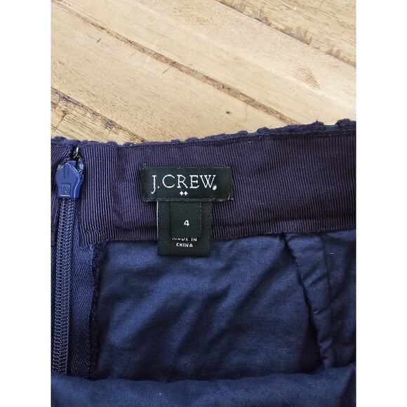 J. Crew Eyelet Mini Skirt Women's Size 4 Navy Blue Cotton Preppy Coastal - Picture 4 of 6